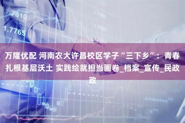 万隆优配 河南农大许昌校区学子“三下乡”：青春扎根基层沃土 实践绘就担当画卷_档案_宣传_民政