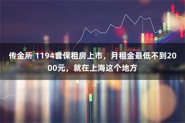 传金所 1194套保租房上市，月租金最低不到2000元，就在上海这个地方